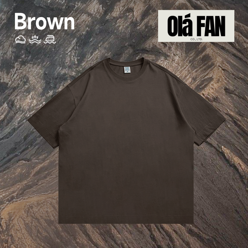 OLA FAN classic high-street 265g weighted Brown T-shirt