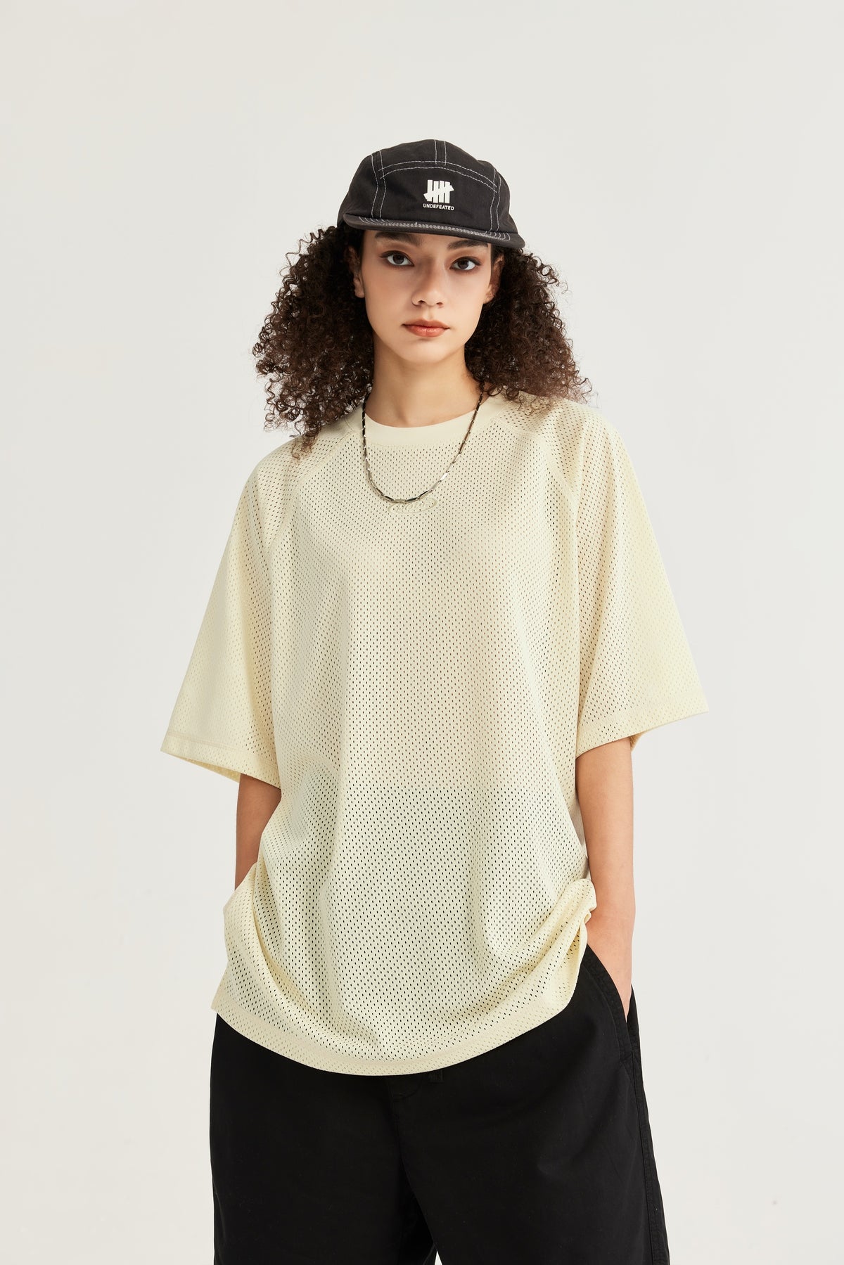 High Street Solid Color Mesh Breathable T-shirt