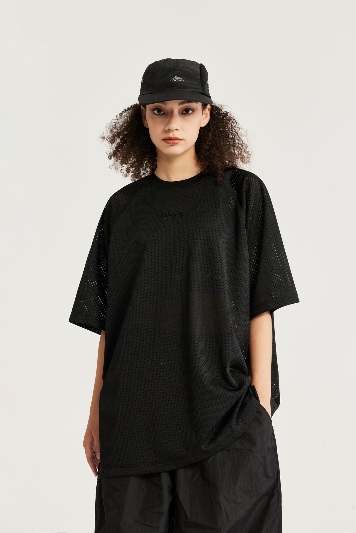 High Street Solid Color Mesh Breathable T-shirt
