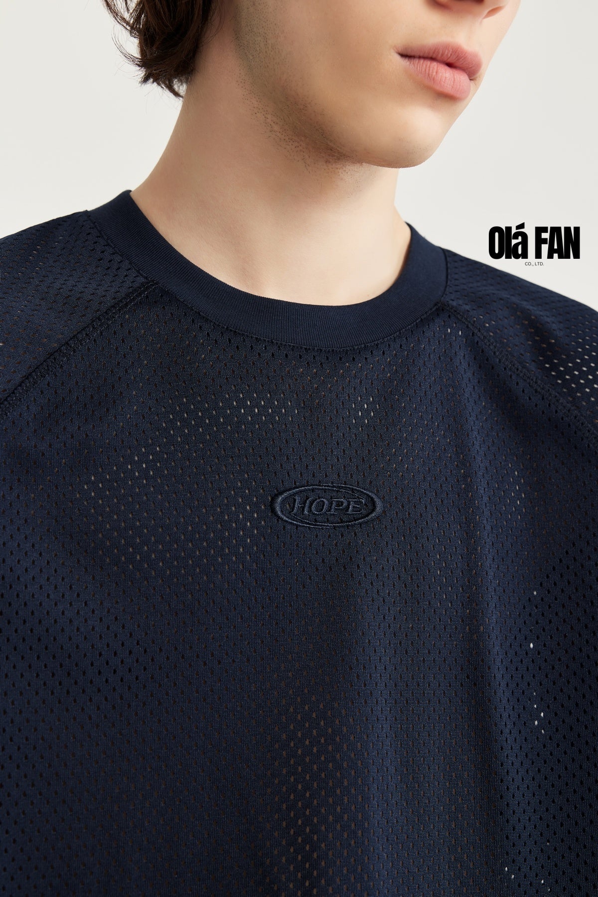 OLA FAN High Street Solid Color Mesh Breathable T-shirt