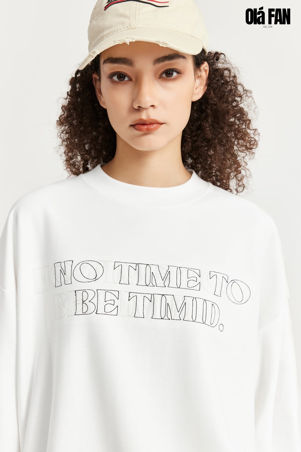 OLA FAN High Street Twill Cotton Embroidered white T-shirt