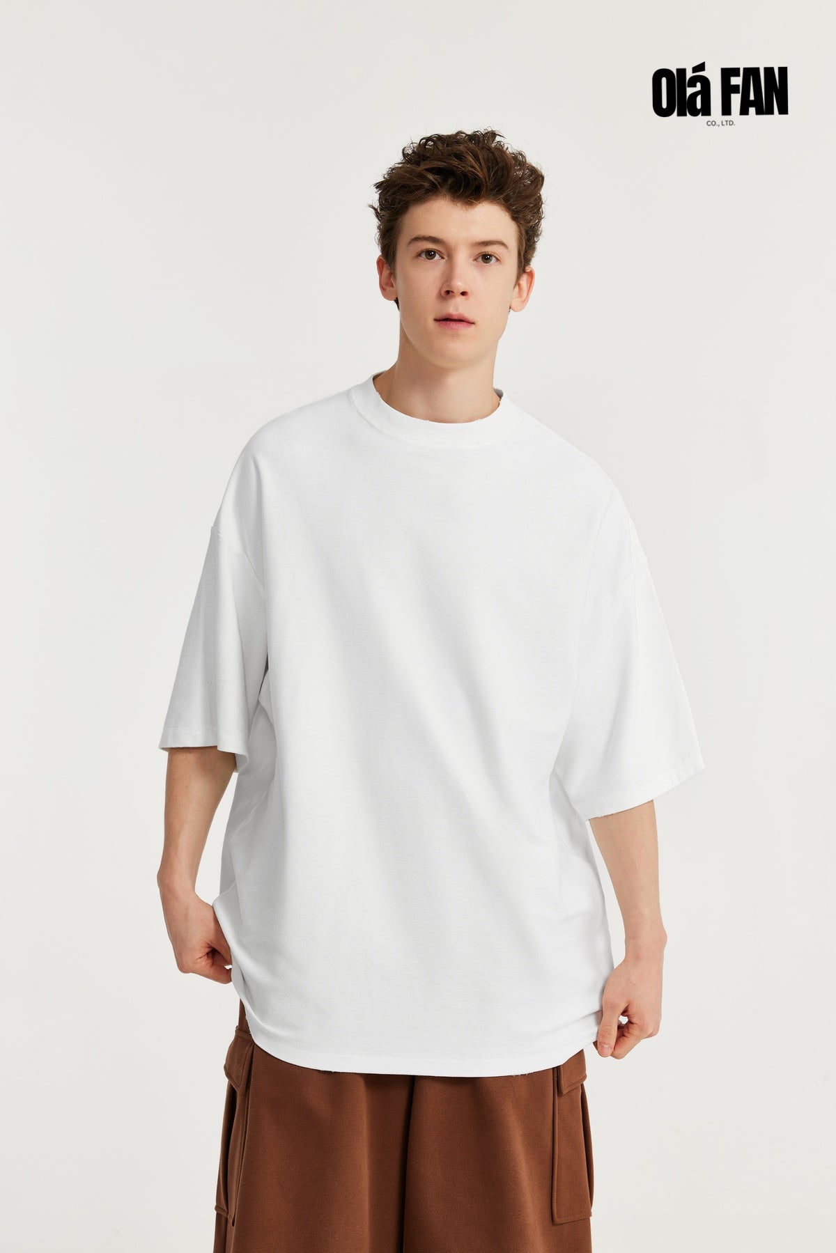 OLA FAN Versatile Twill Collar Cut-finished T Shirt