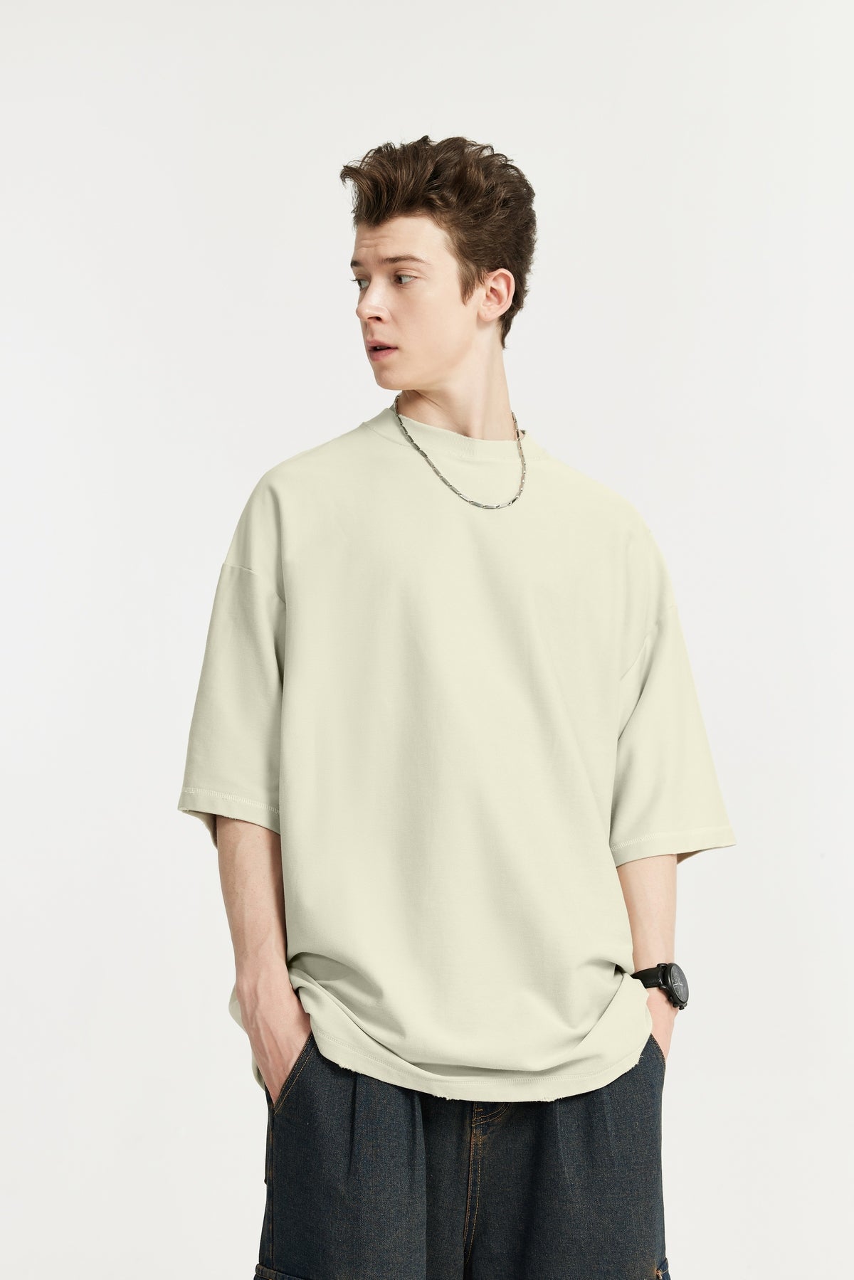 OLA FAN Versatile Twill Collar Cut-finished T Shirt