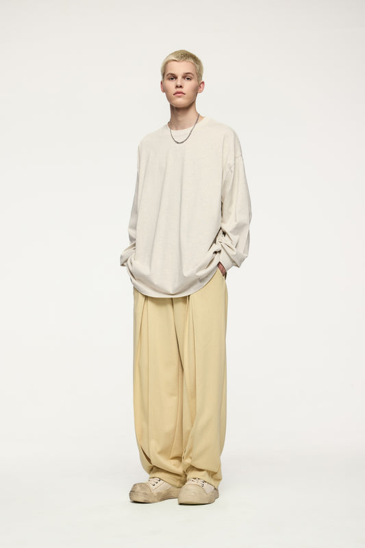 Trendy Unisex Twill Pleated Textured Trousers