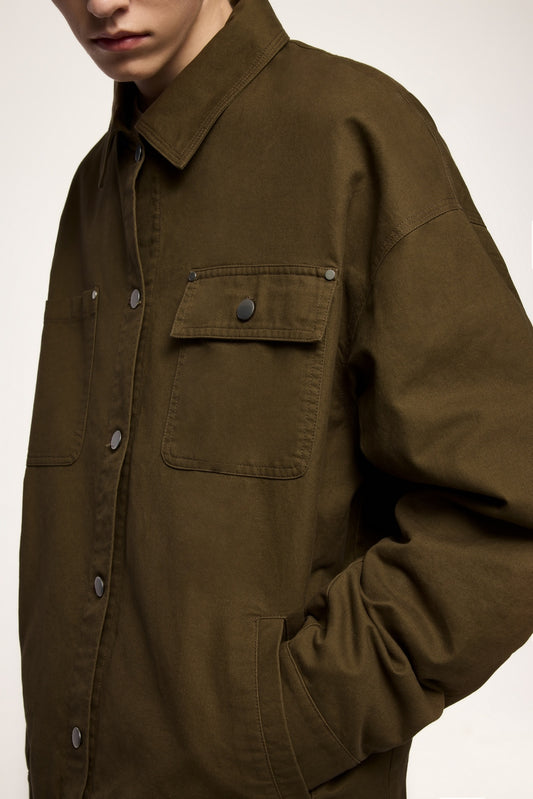 Unisex Minimalist Oversized Cargo Jacket with Front Pockets