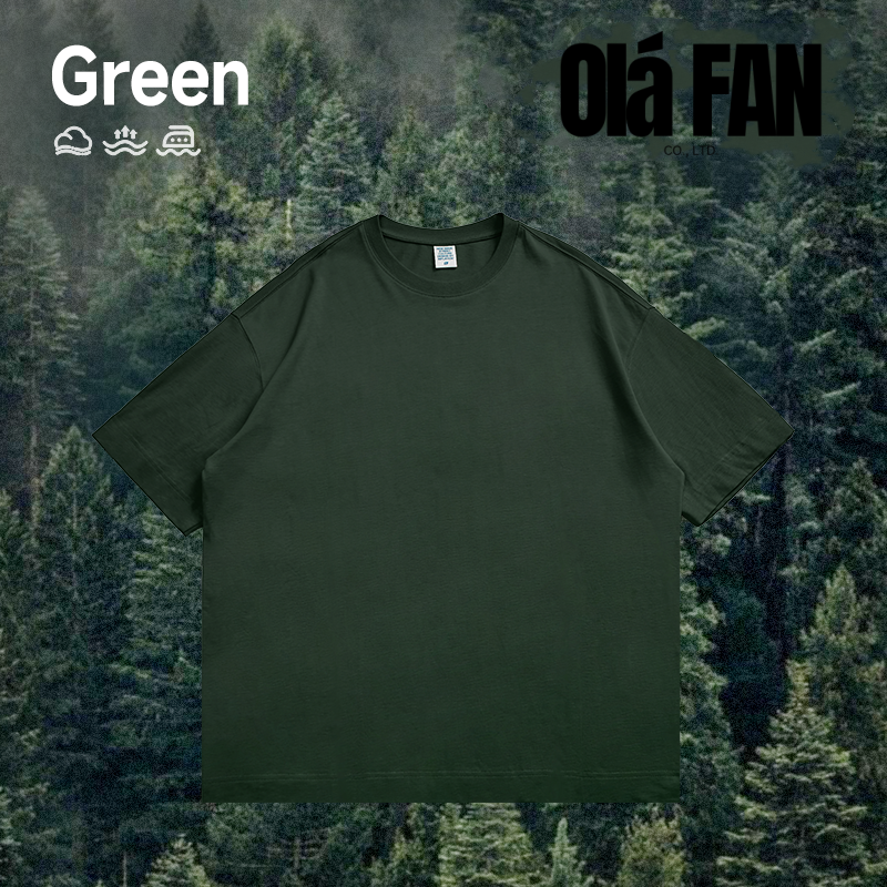 OLA FAN classic high-street 265g weighted Green T-shirt