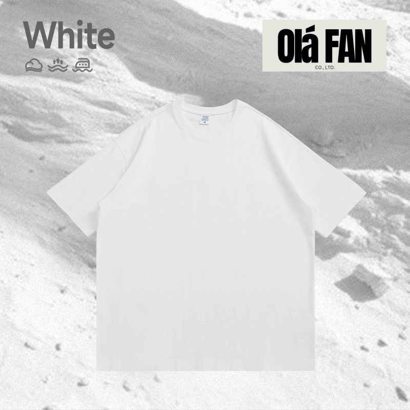 OLA FAN classic high-street 265g weighted white T-shirt