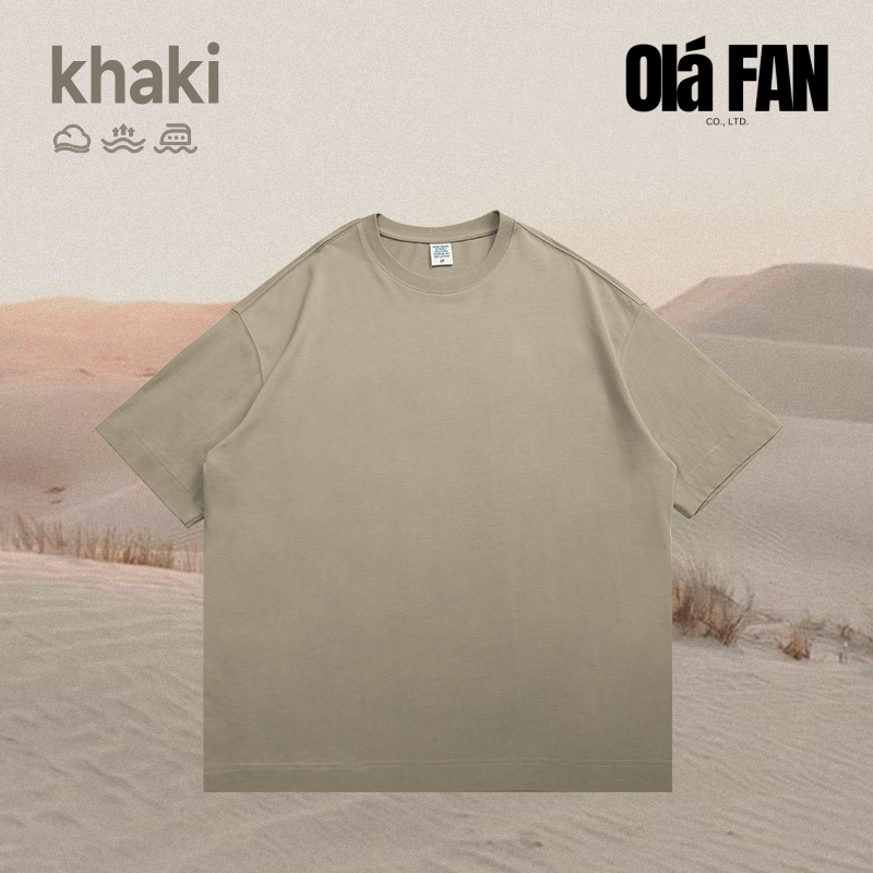 OLA FAN classic high-street 265g weighted Khaki T-shirt