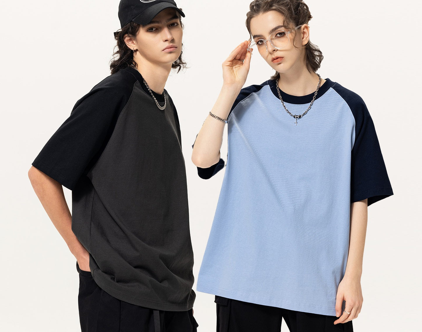 Contrast Raglan Oversized T‑Shirt