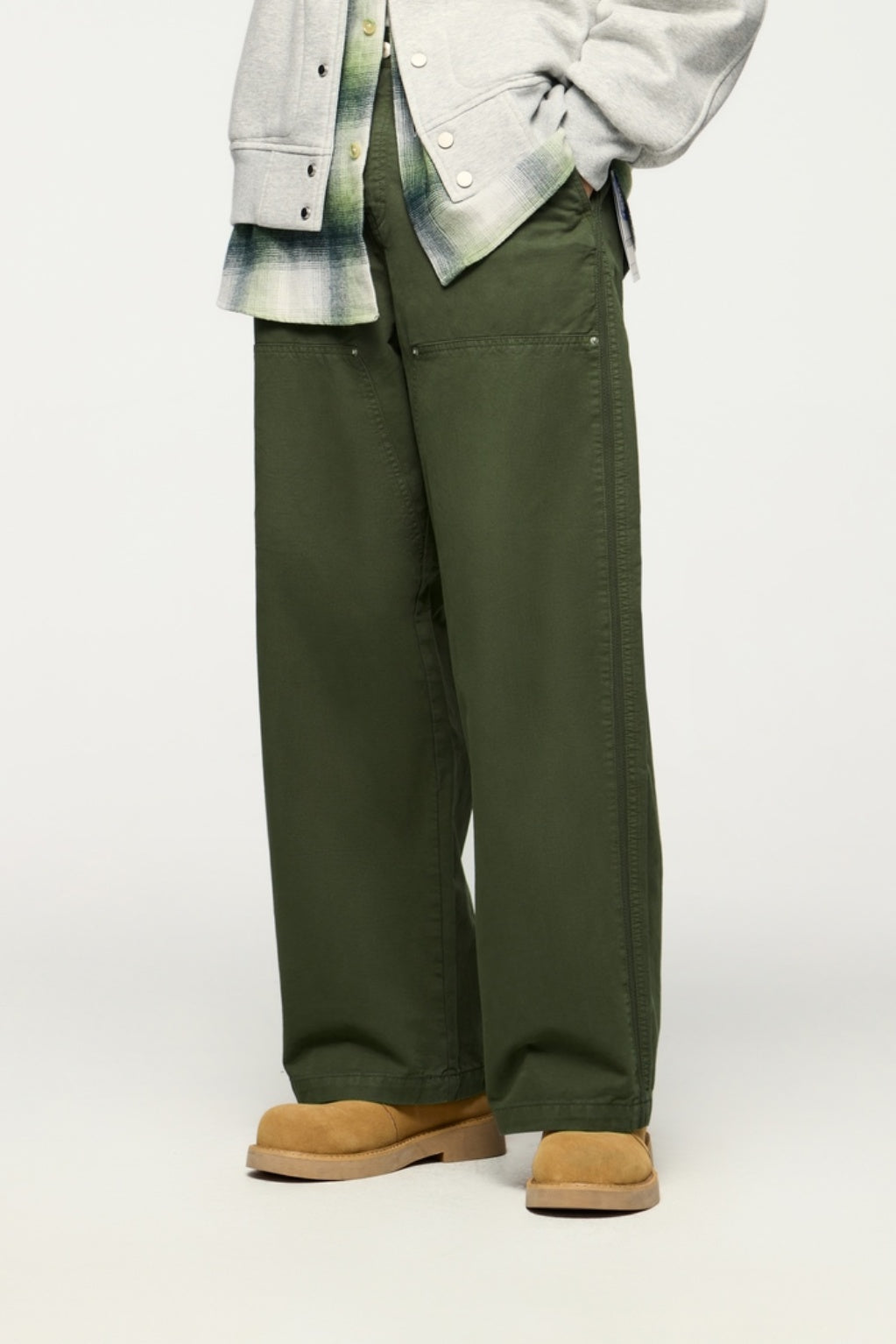 OLA FAN Asute Dyed Wide-Leg Lumberjack Trousers