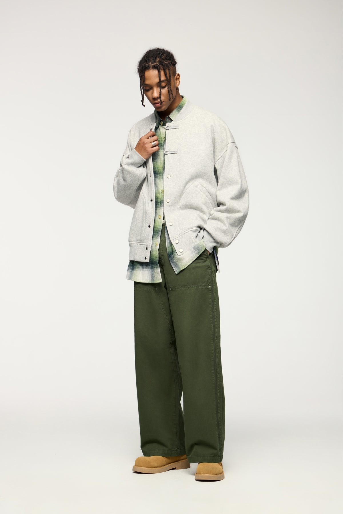 Asute Dyed Wide-Leg Lumberjack Trousers
