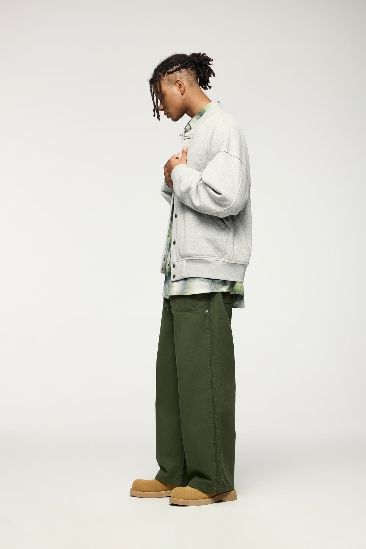Asute Dyed Wide-Leg Lumberjack Trousers