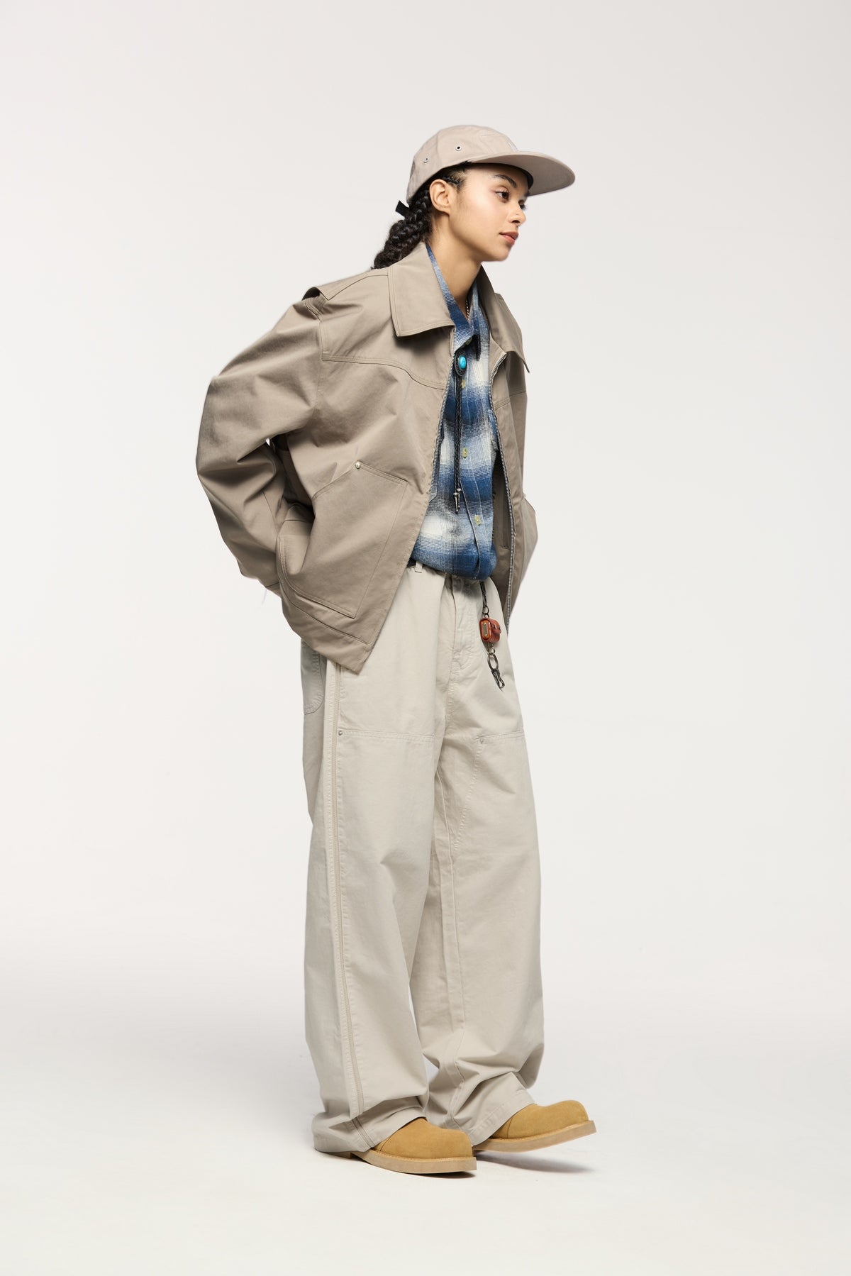 Asute Dyed Wide-Leg Lumberjack Trousers