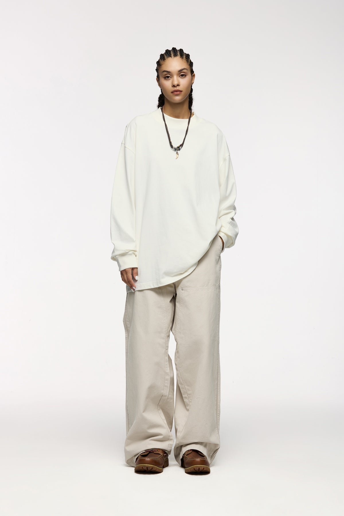 Asute Dyed Wide-Leg Lumberjack Trousers