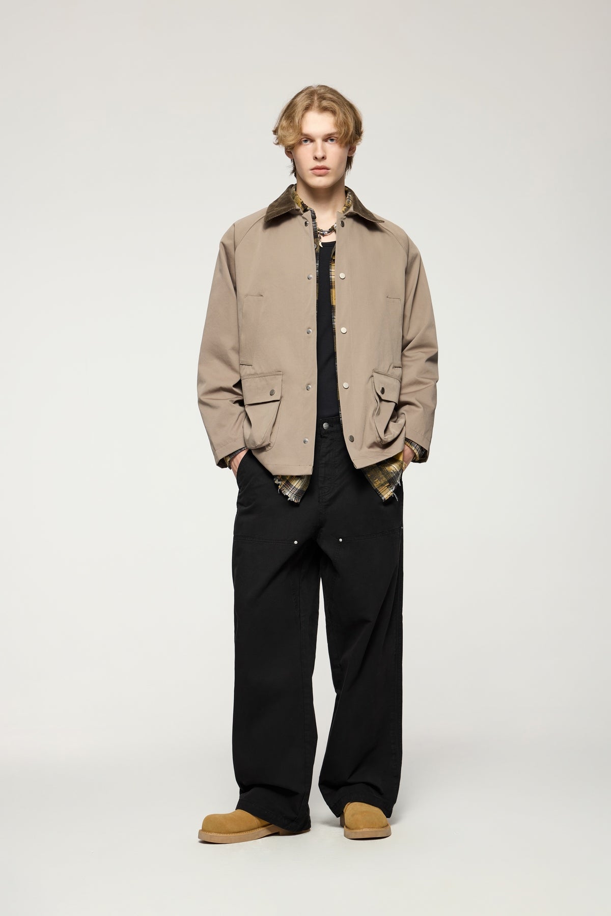 Asute Dyed Wide-Leg Lumberjack Trousers