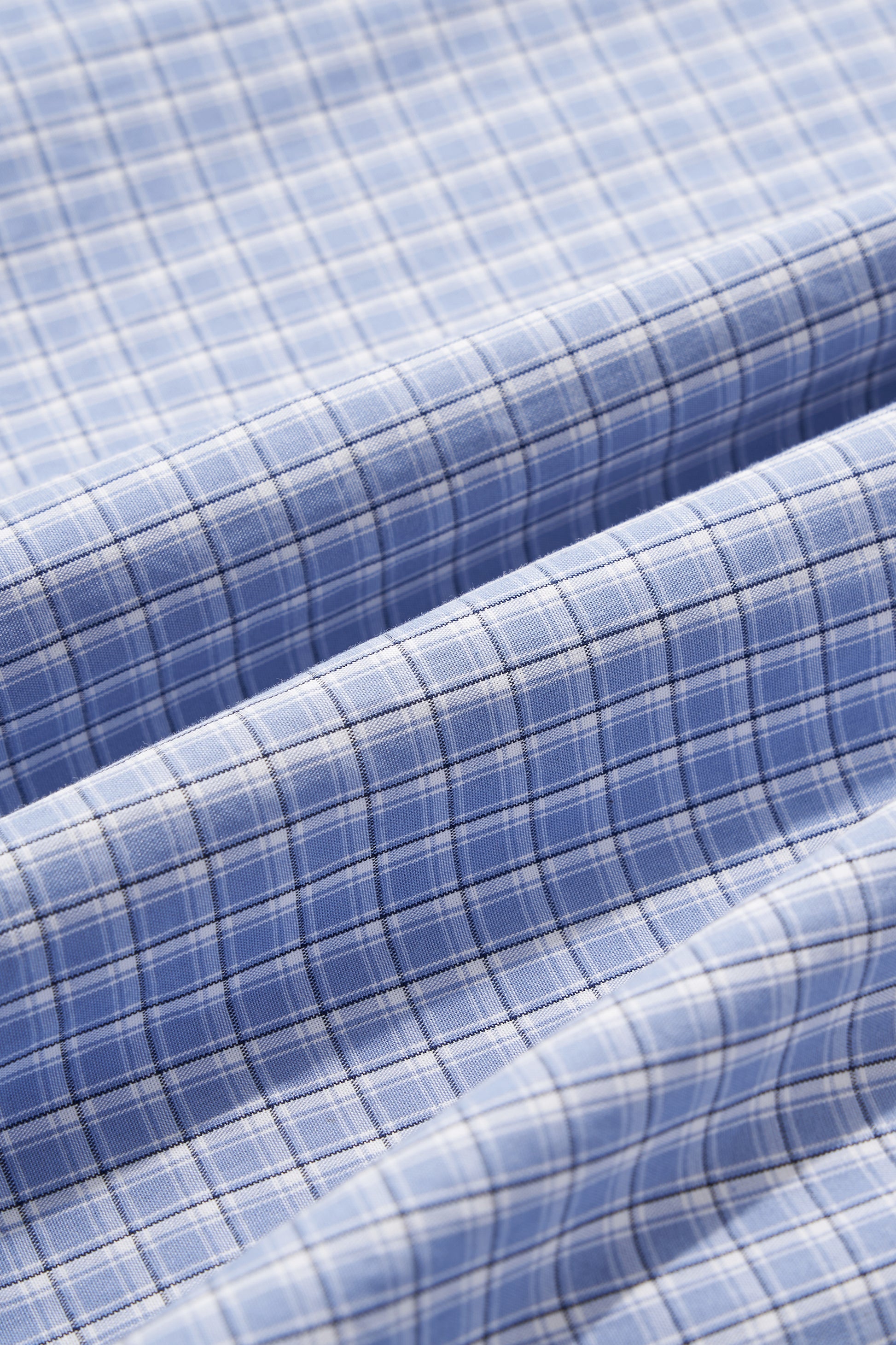 Blue Pleated Gingham Cotton Oversized Shirt Light Blue detail