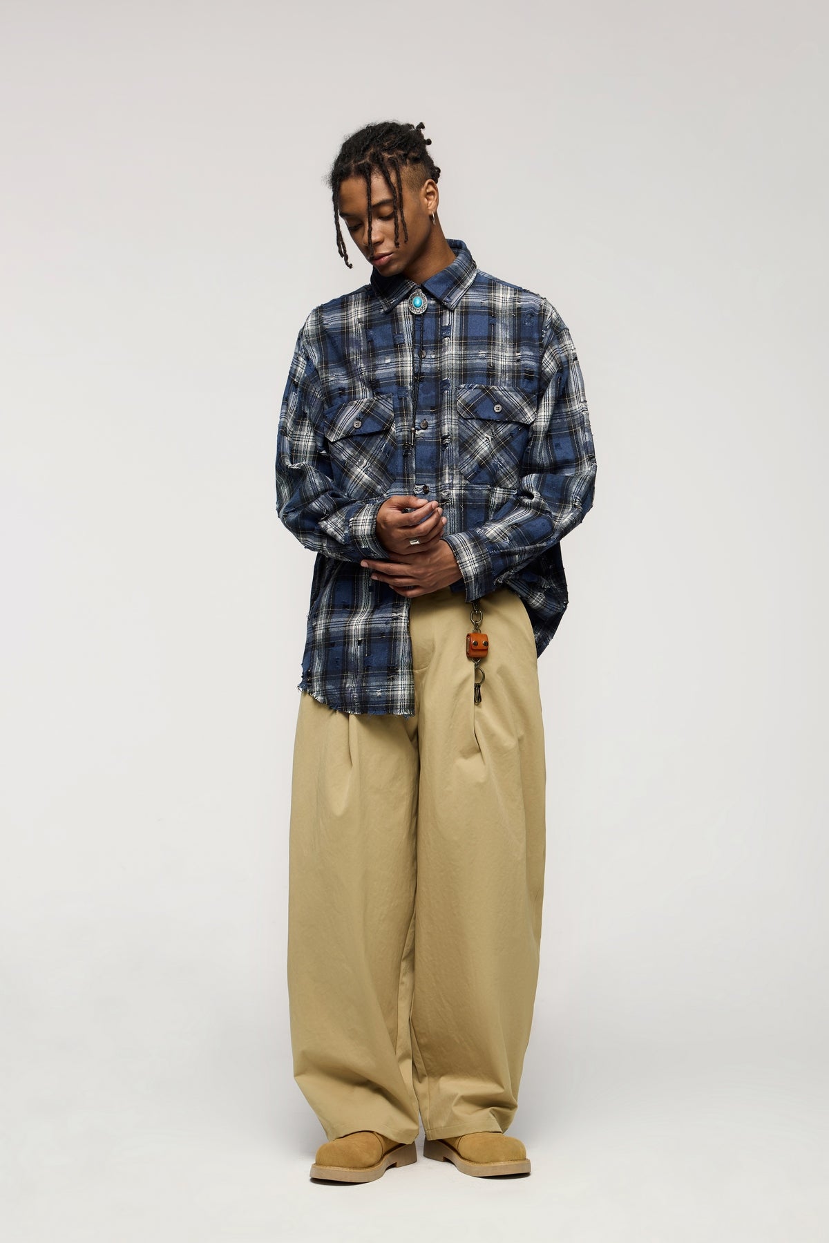Curved Blade Stretch Pleated Cargo Pants