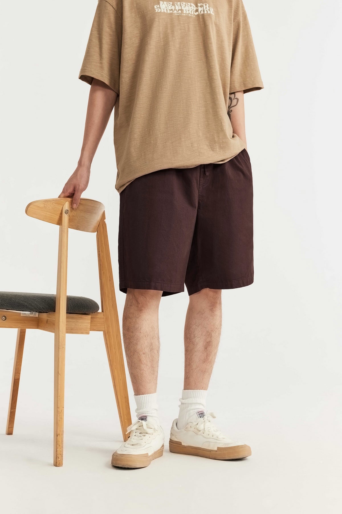 Eco_Washed_Cotton_Shorts-ola_fan-dark brown-front-view