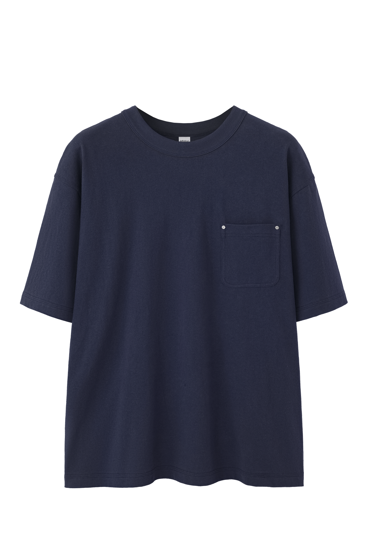Linen Cotton Oversized Tee with Rivet Pocket-OLA FAN-dark blue-sku