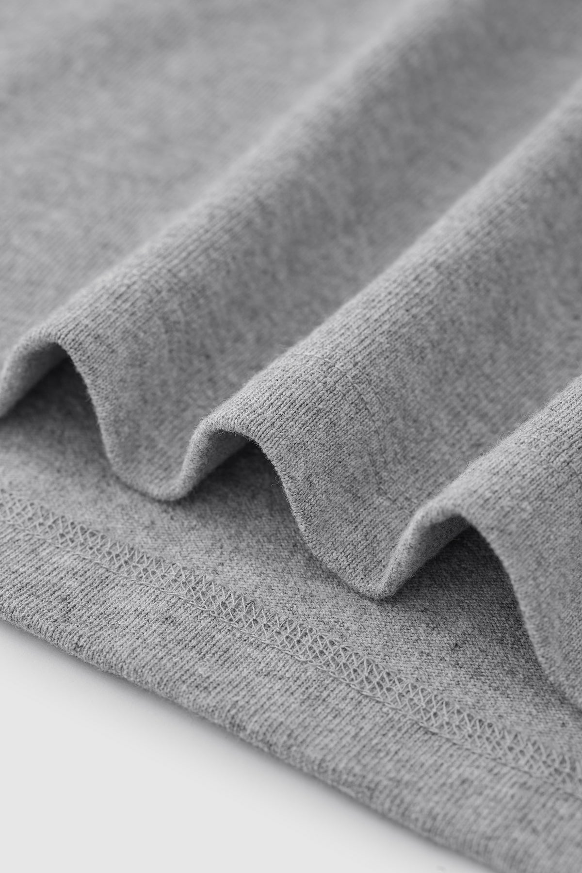 Linen Cotton Oversized Tee with Rivet Pocket-OLA FAN-gray-material-shot-2