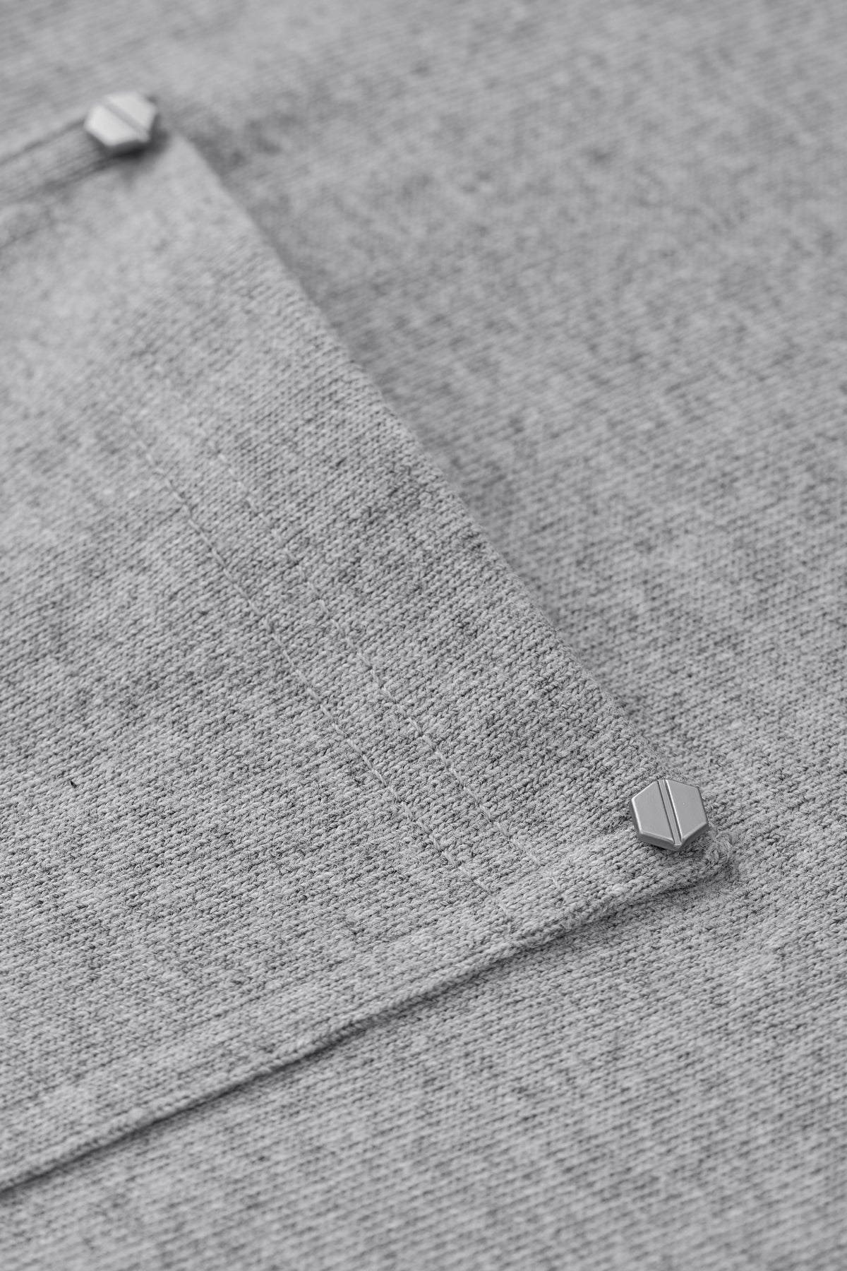 Linen Cotton Oversized Tee with Rivet Pocket-OLA FAN-gray-material-shot