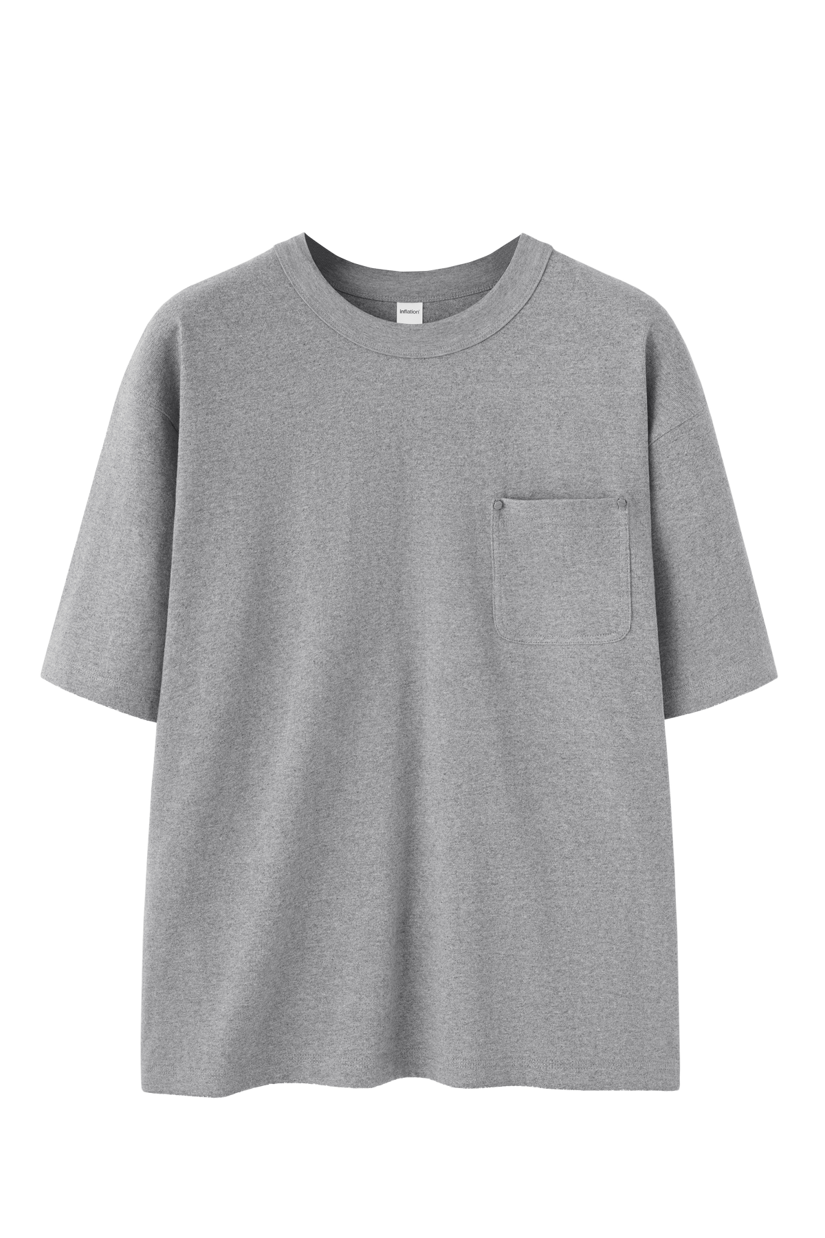 Linen Cotton Oversized Tee with Rivet Pocket-OLA FAN-gray-sku