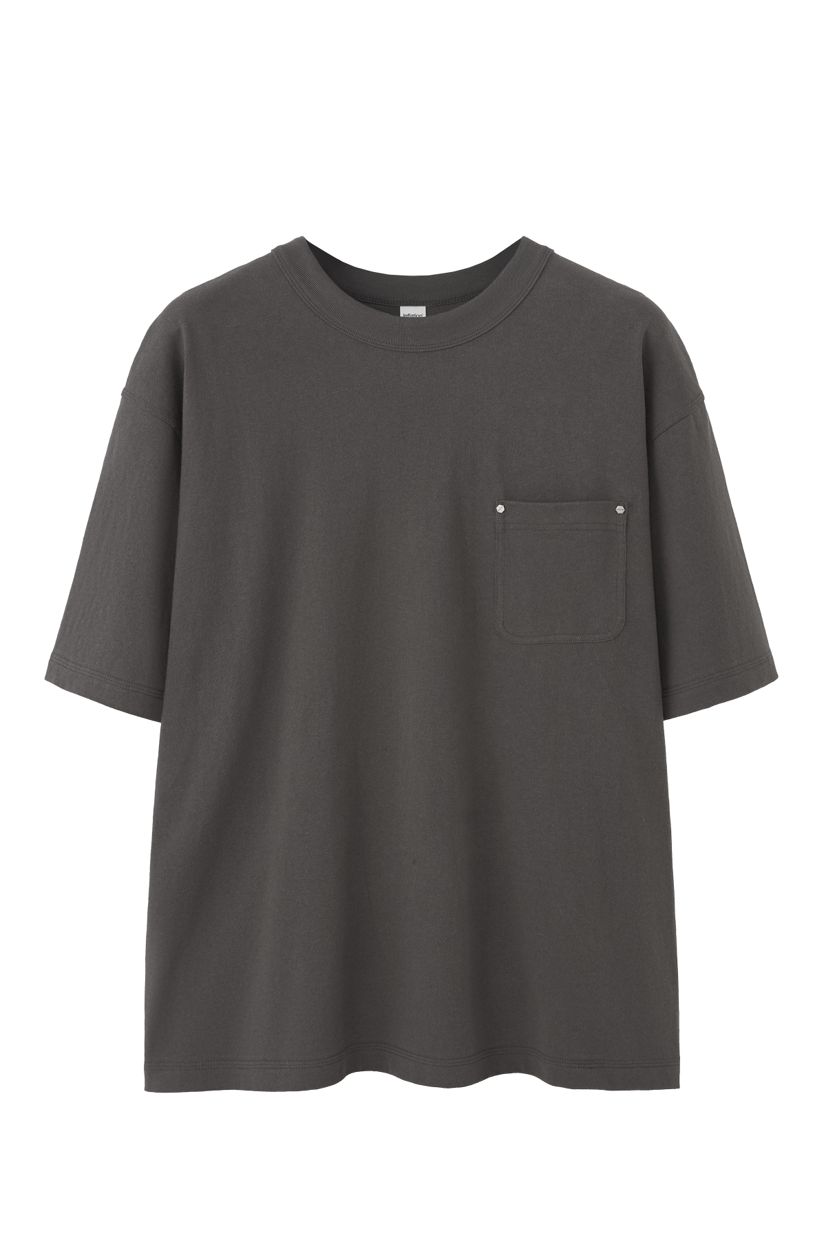 Linen Cotton Oversized Tee with Rivet Pocket-OLA FAN-grayish brown-sku