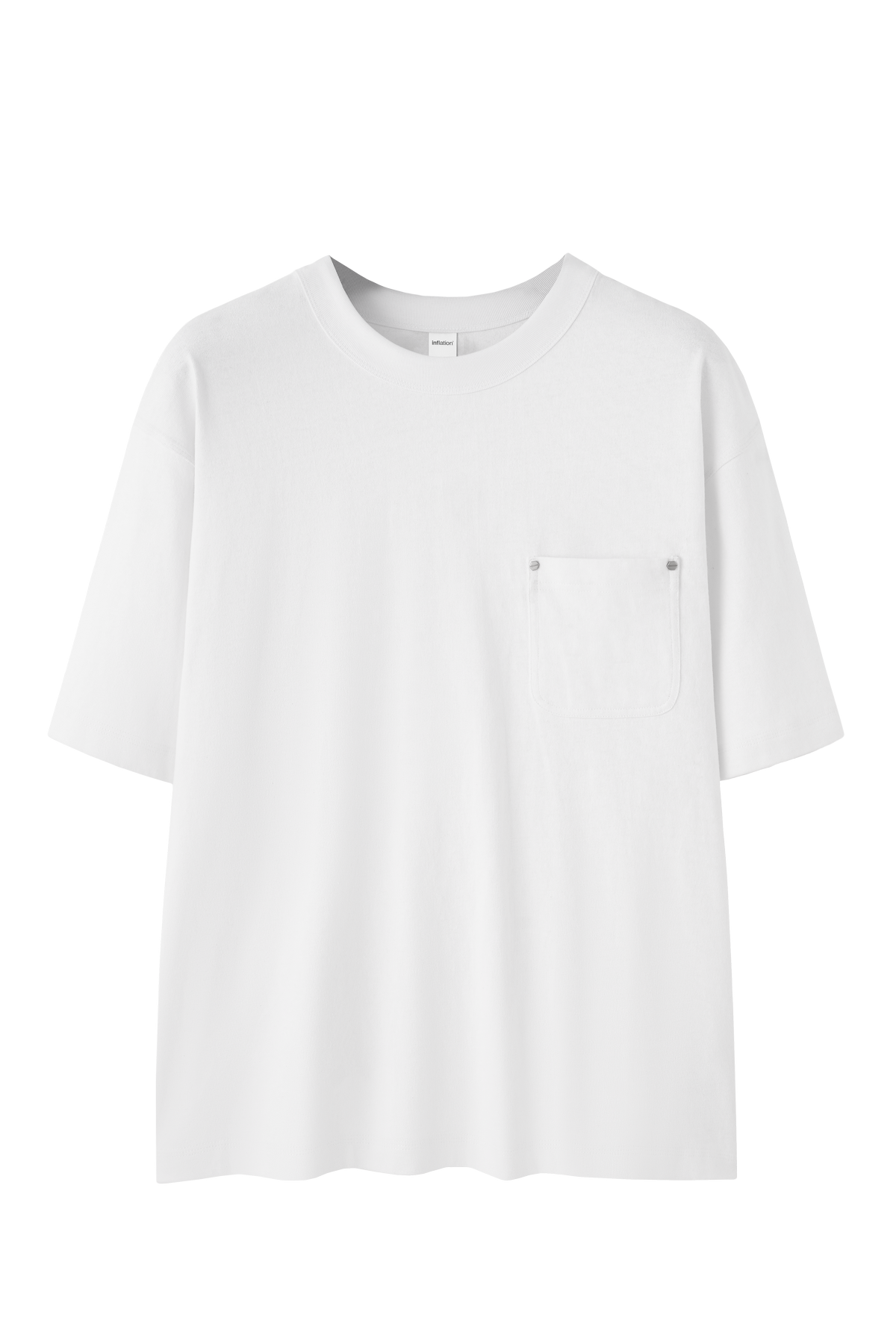 Linen Cotton Oversized Tee with Rivet Pocket-OLA FAN-white-sku