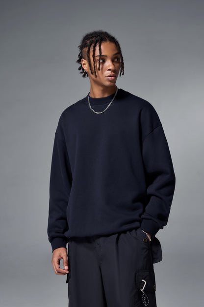 OLA FAN Soft Fleece Crewneck Sweatshirt Dark Blue male half-body