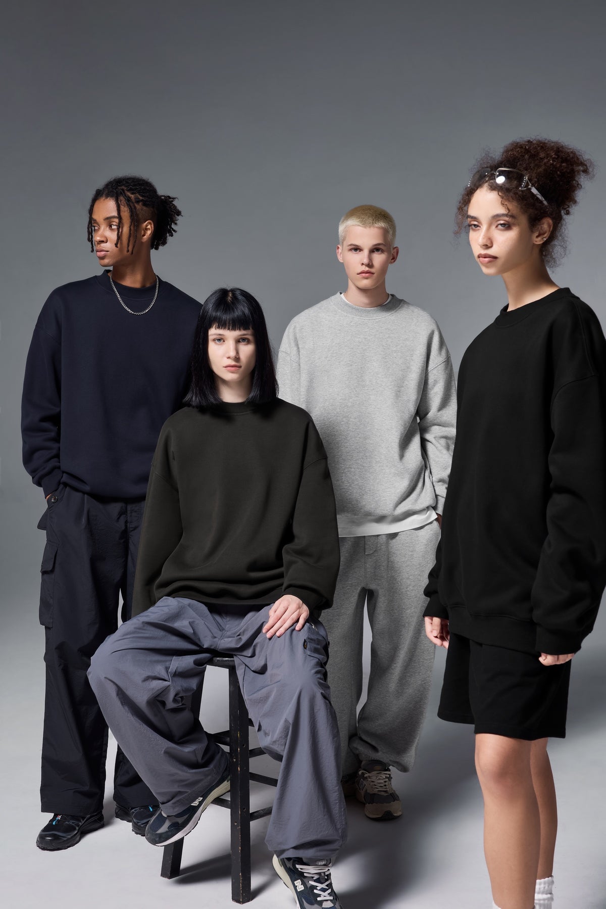 OLA FAN Soft Fleece Crewneck Sweatshirt group of models