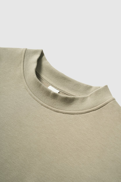 OLA FAN Soft Fleece Crewneck Unisex Sweatshirt Light Khaki Detail