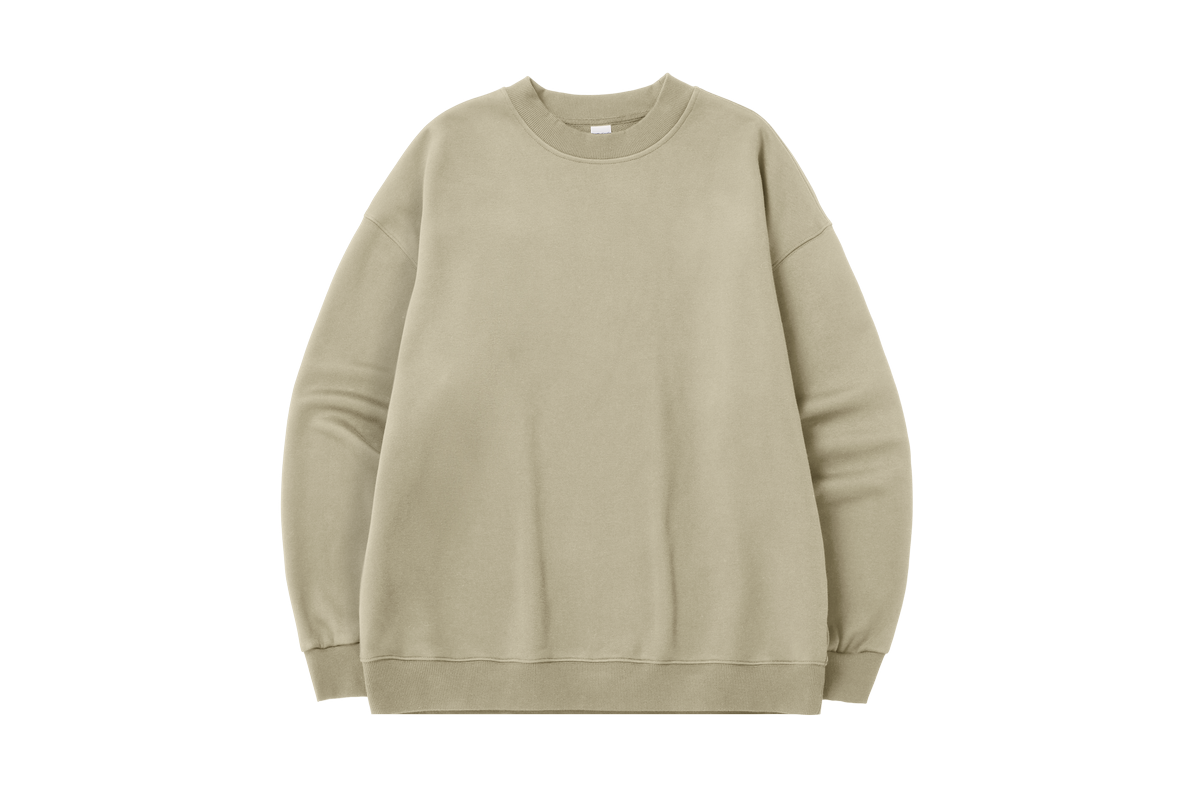 OLA FAN Soft Fleece Crewneck Unisex Sweatshirt Light Khaki sku