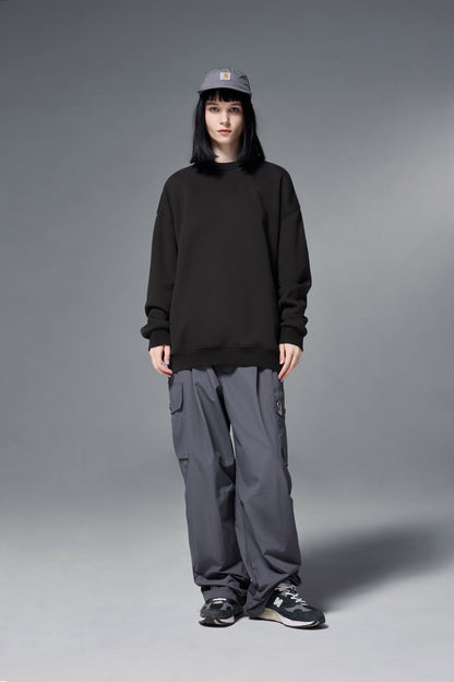 OLA FAN Soft Fleece Crewneck Sweatshirt Black female full-body