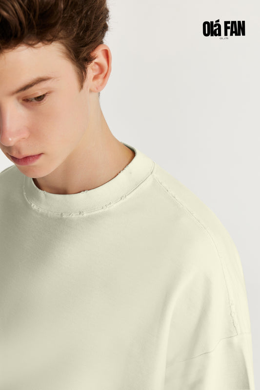 OLA FAN Versatile Twill  Collar Cut-finished T Shirt