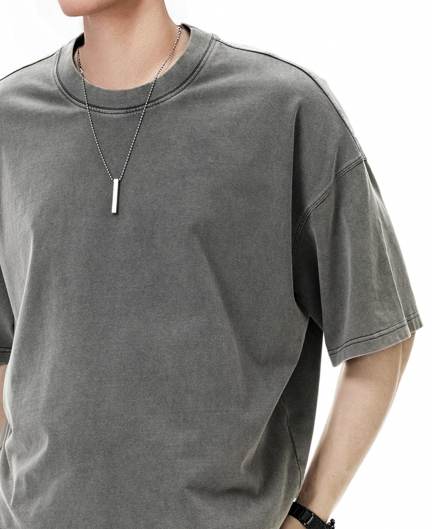 Ola fan Heavy Cotton Oversize Washed T-Shirt front side view on male model 