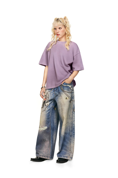 Ola fan Heavy Cotton Oversize Washed T-Shirt on female model