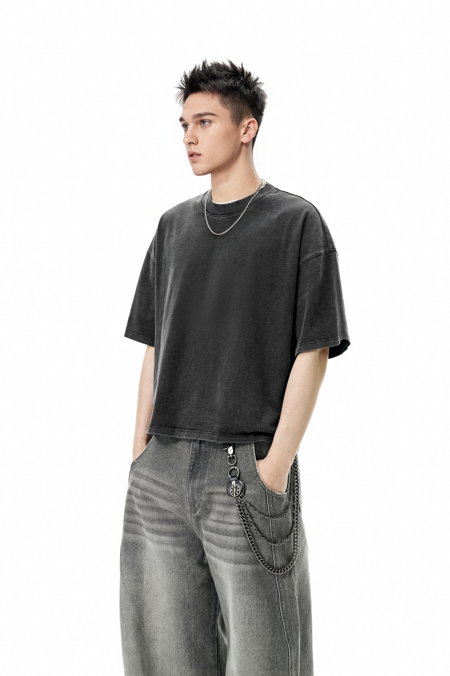Ola fan Heavy Cotton Oversize Washed T-Shirt on male model