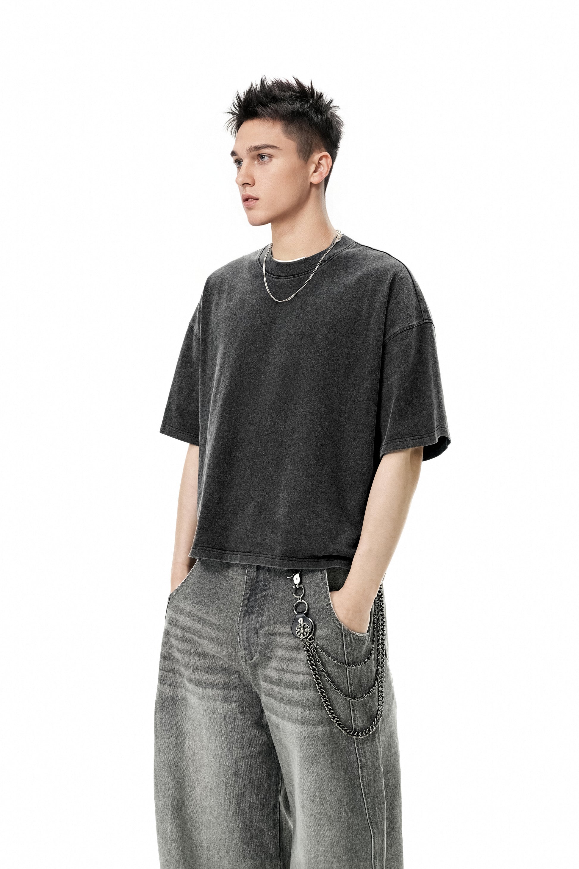 Ola fan Heavy Cotton Oversize Washed T-Shirt on male model