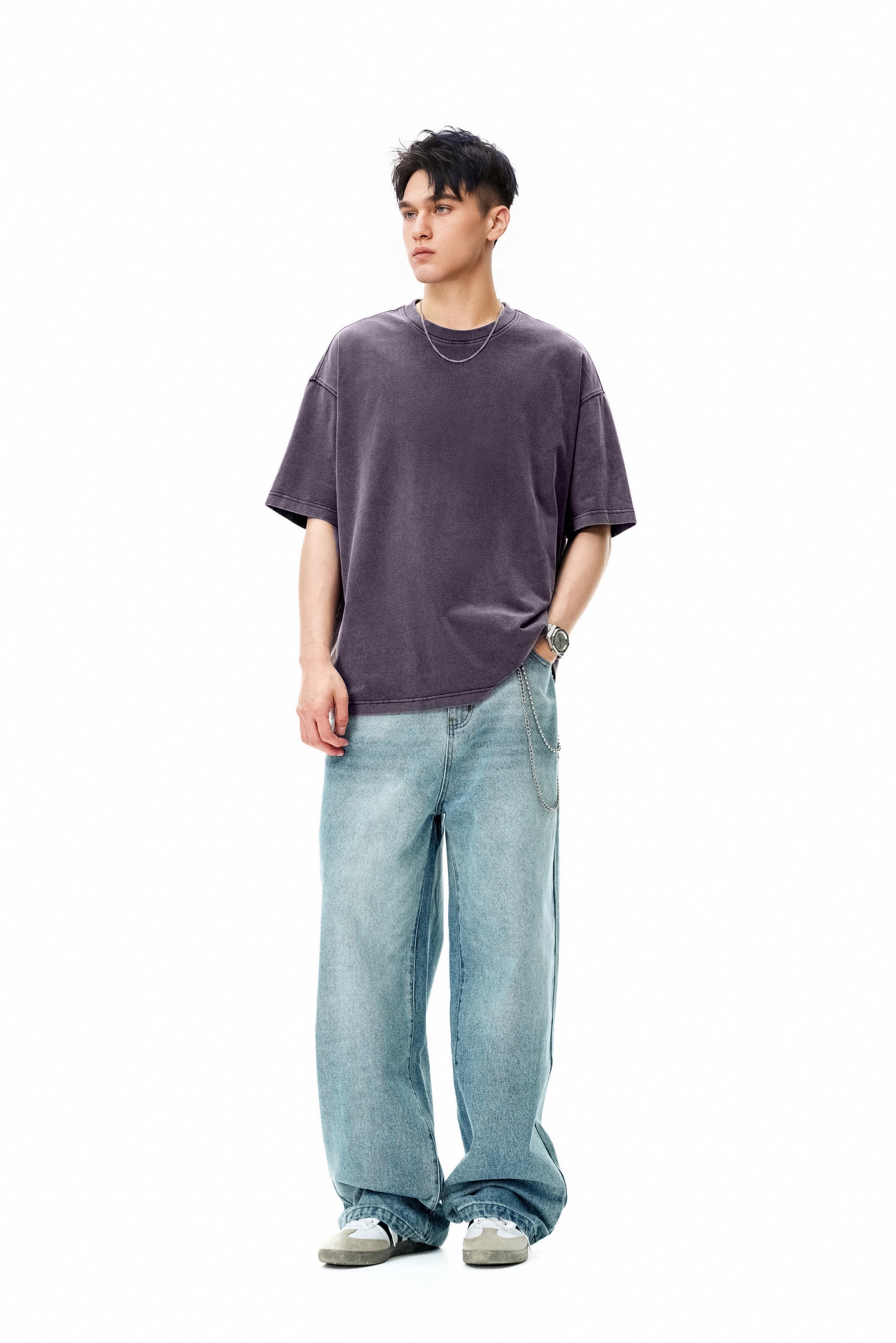 Ola fan Heavy Cotton Oversize Washed T-Shirt on male model