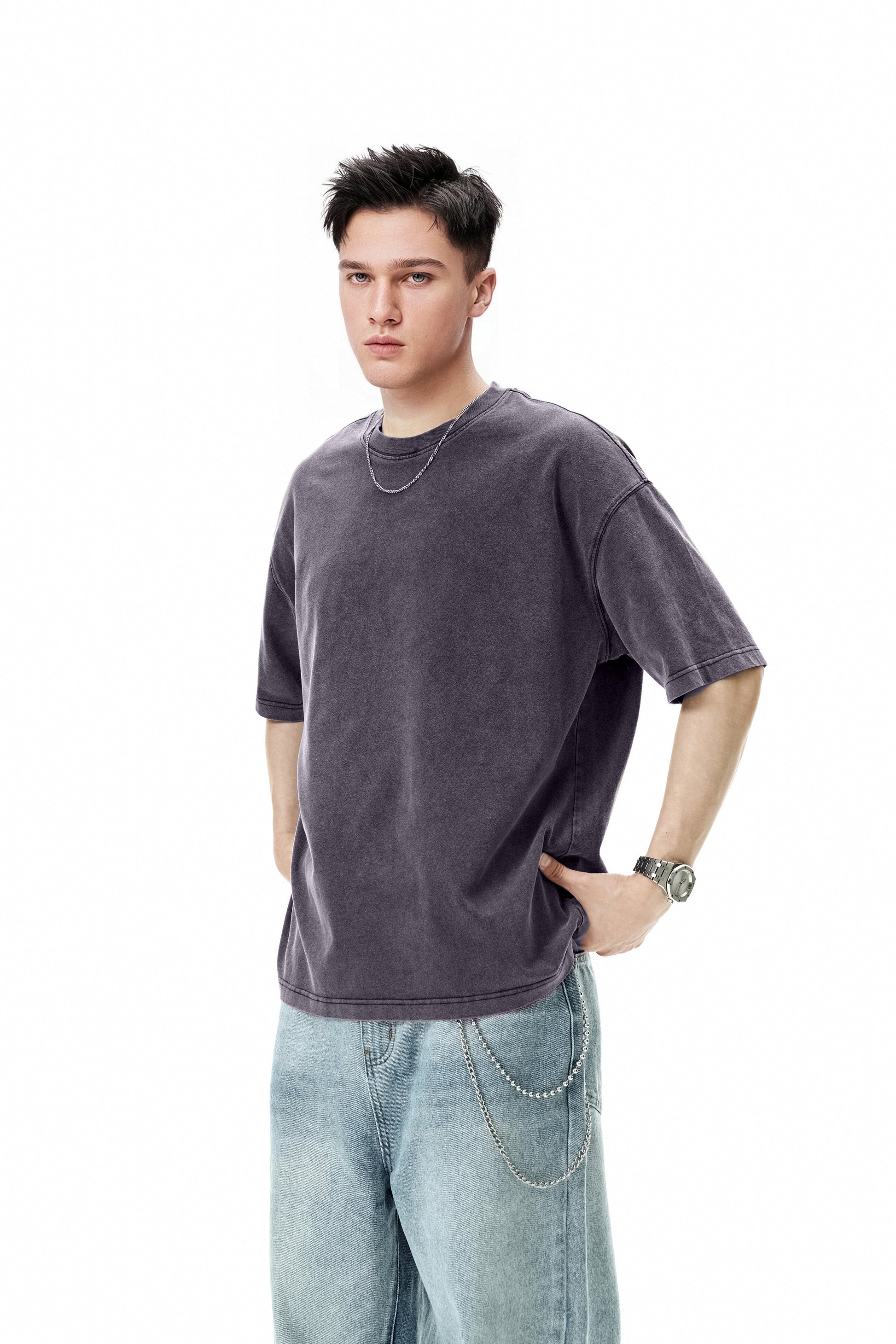 Ola fan Heavy Cotton Oversize Washed T-Shirt on male model