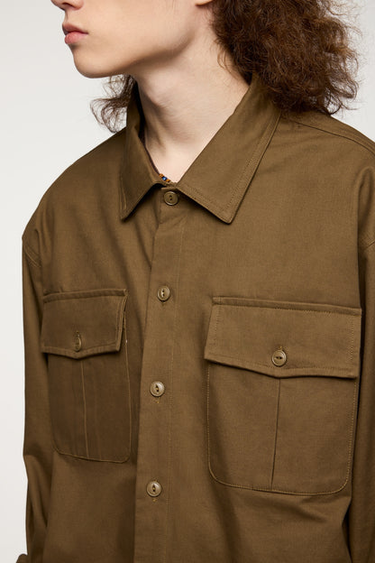 Retro Pure Cotton Double Pocket Unisex Workwear Shirt