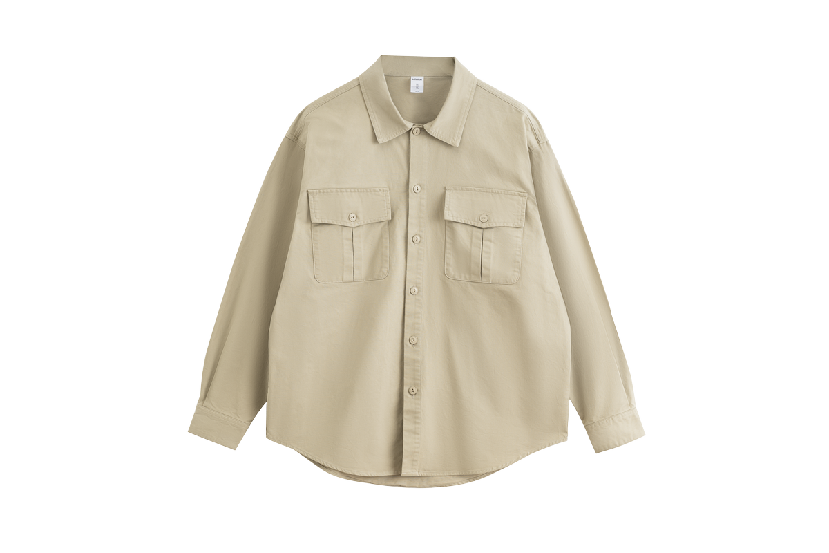 Retro Pure Cotton Double Pocket Unisex Workwear Shirt