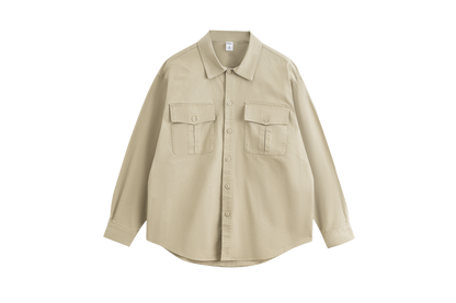 Retro Pure Cotton Double Pocket Unisex Workwear Shirt