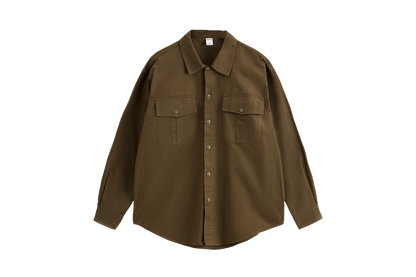 Retro Pure Cotton Double Pocket Unisex Workwear Shirt