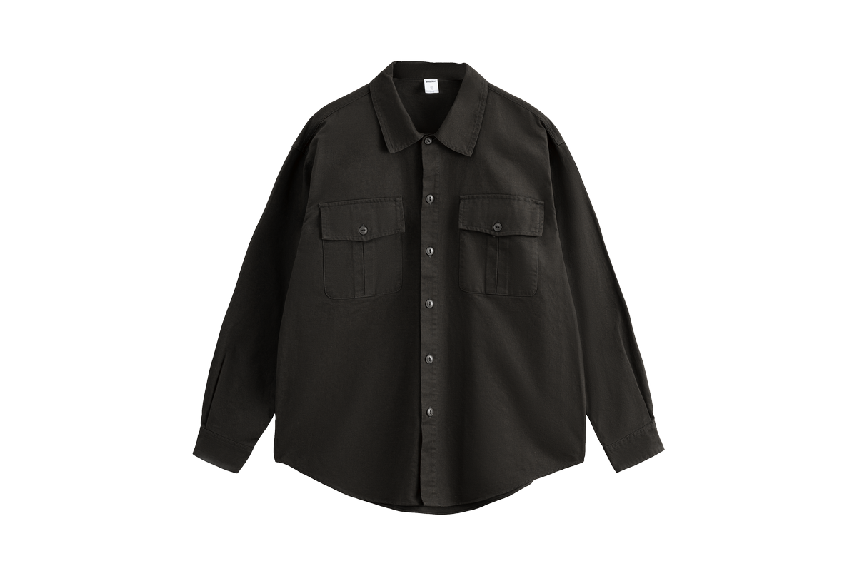 Retro Pure Cotton Double Pocket Unisex Workwear Shirt