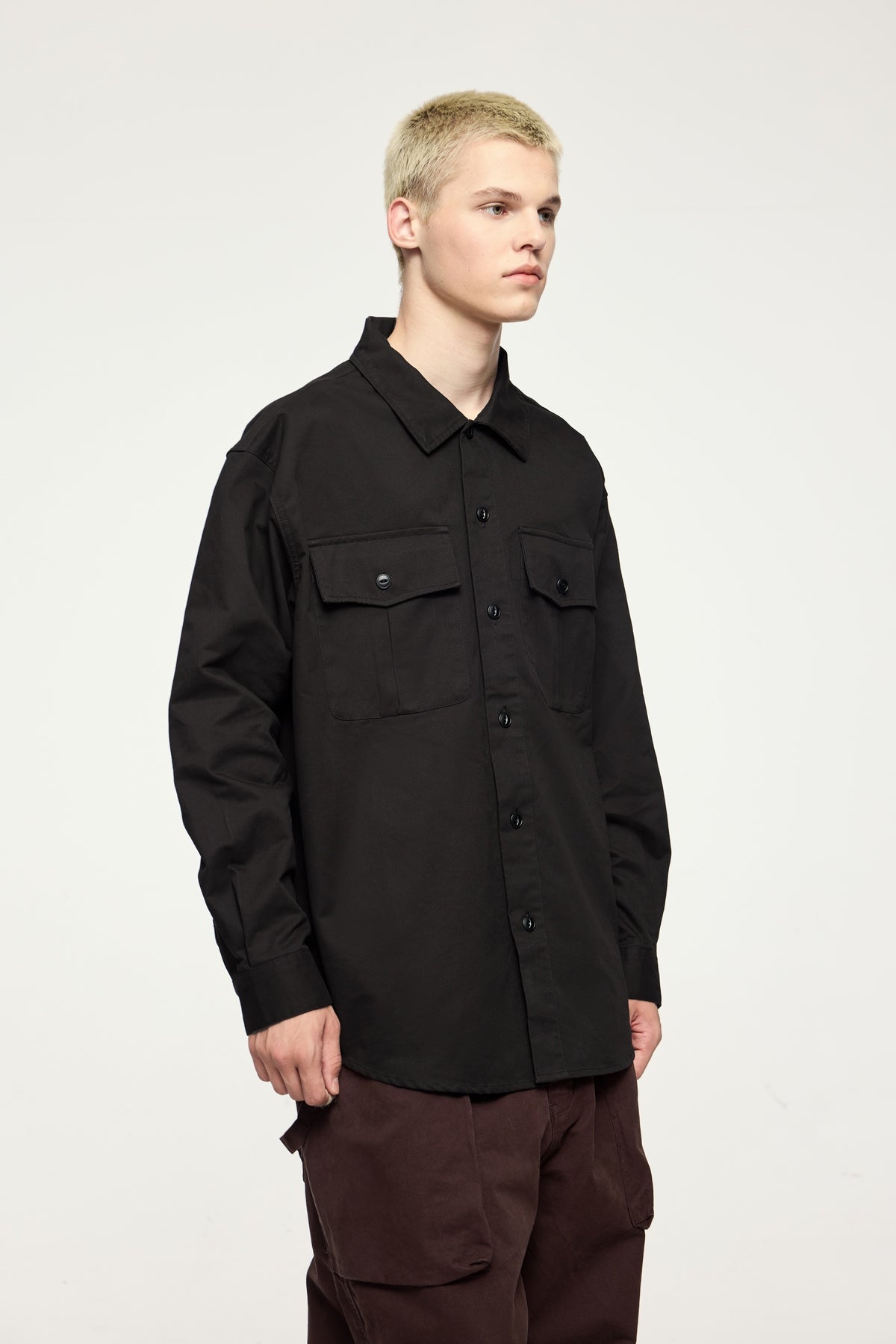 Retro Pure Cotton Double Pocket Unisex Workwear Shirt