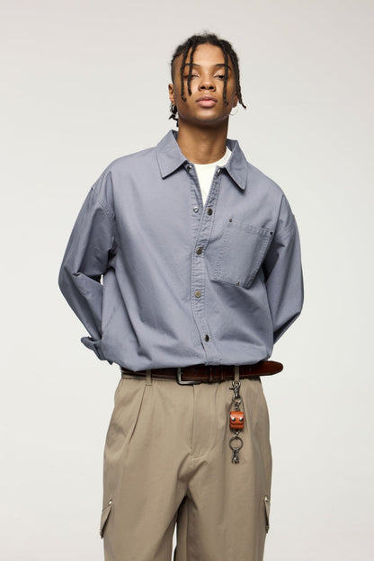 OLA FAN Trendy Casual Retro Work Shirt - Unisex Minimalist Outerwear