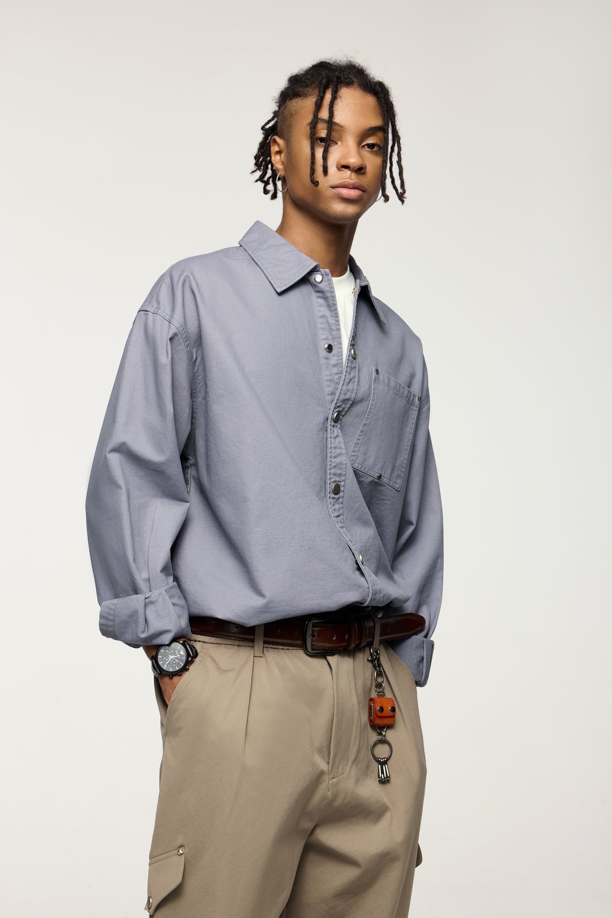 OLA FAN Trendy Casual Retro Work Shirt - Unisex Minimalist Outerwear