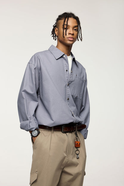 OLA FAN Trendy Casual Retro Work Shirt - Unisex Minimalist Outerwear