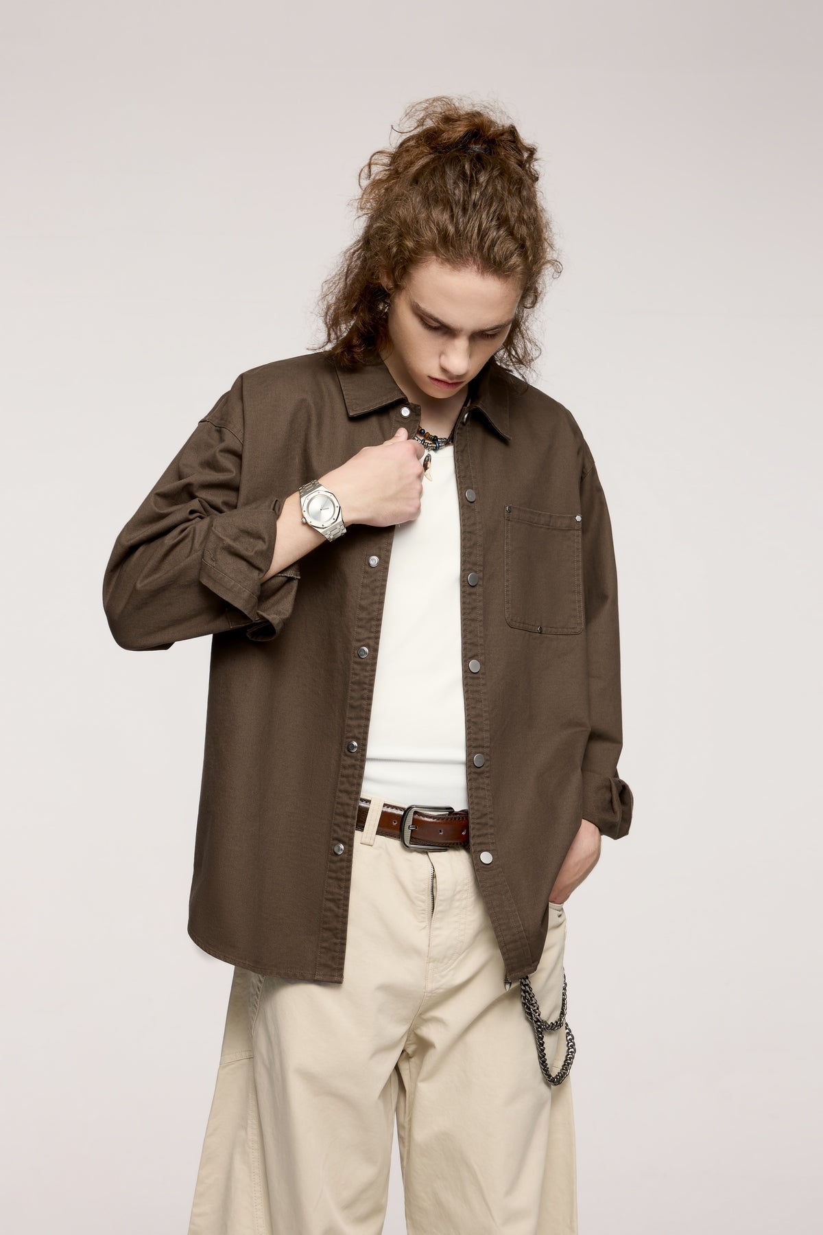OLA FAN Trendy Casual Retro Work Shirt - Unisex Minimalist Outerwear